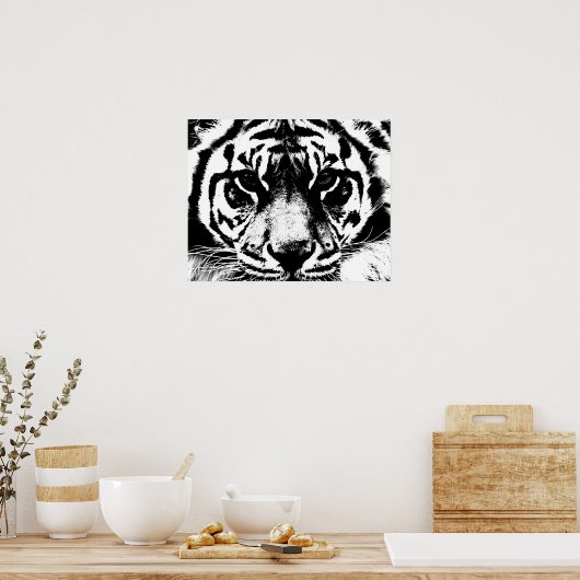 Poster noir blanc Tiger Eyes Imprimer (Cuisine)