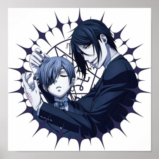 Poster Noir Butler Sebastian et Ciel Pentagram (Devant)