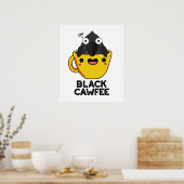 Poster Noir Cawfee Funny Crow Coffee Pun de café (Cuisine)
