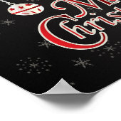 Poster Noir classique, rouge et blanc Joyeux Noël (Coin)