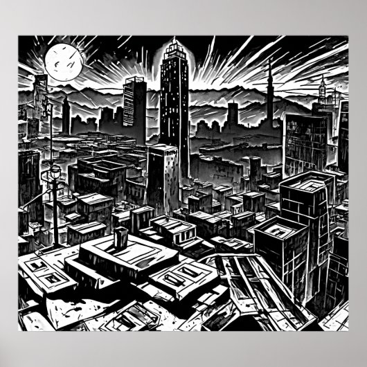 Poster noir cool Sin City Ink - Vibe comique rétro (Devant)