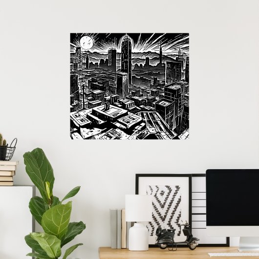 Poster noir cool Sin City Ink - Vibe comique rétro (Bureau à domicile)