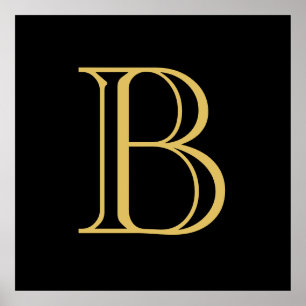 Poster Noir couleur or Monogramme professionnel Calligrap