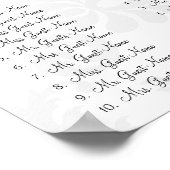 Poster Noir Damask Red Trim Seating Chart Numéros de tabl (Coin)