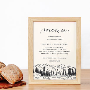Poster Noir de cendre Panneau du menu Mariage Esquisse