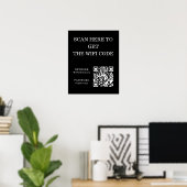 Poster noir de code QR WiFi - Recherche d'accès (Bureau à domicile)