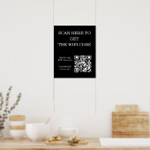 Poster noir de code QR WiFi - Recherche d'accès (Cuisine)