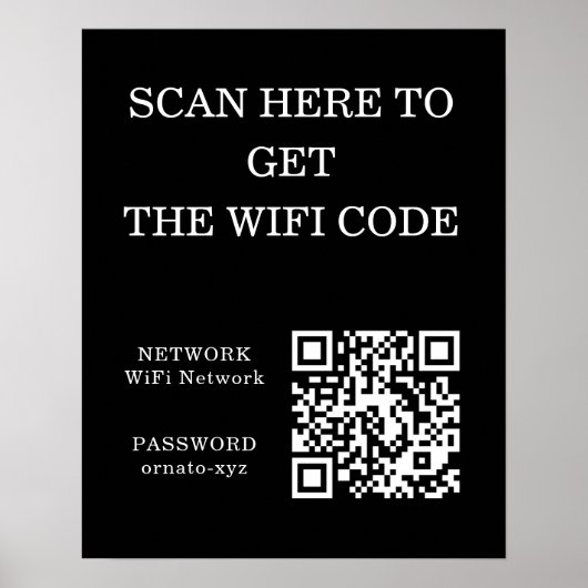 Poster noir de code QR WiFi - Recherche d'accès (Devant)