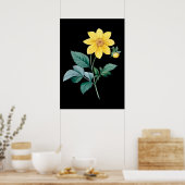 Poster noir de fleur jaune Dahlia (Cuisine)