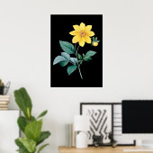 Poster noir de fleur jaune Dahlia (Bureau à domicile)