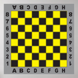 Poster noir de jaune de concurrence de table d'échecs