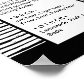 Poster Noir élégant rayé fantaisie. Menu de bar de mariag (Coin)