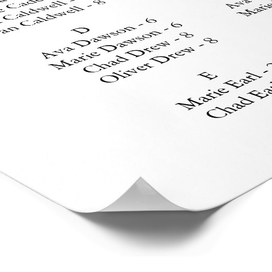 Poster Noir Élégant Script Moderne Calligraphie Siège (Coin)