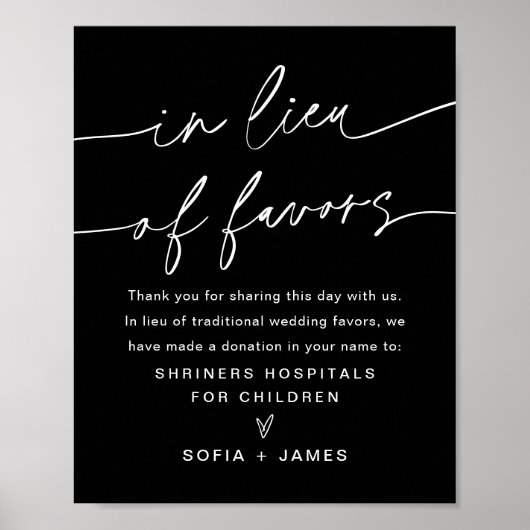 Poster NOIR En Lieu Et Place Des Faveurs Mariage Dons Sig (Devant)