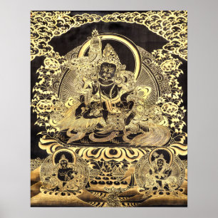 Poster Noir et art bouddhiste tibétain d'or