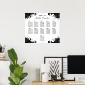 Poster Noir et blanc 11 Tables Mariages Cartes de sièges (Bureau à domicile)