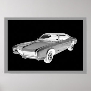 Poster Noir Et Blanc 1967 Buick Riviera Pop Art