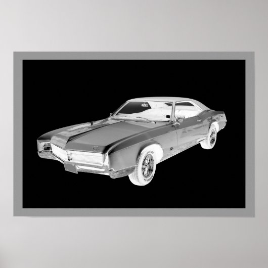 Poster Noir Et Blanc 1967 Buick Riviera Pop Art (Devant)