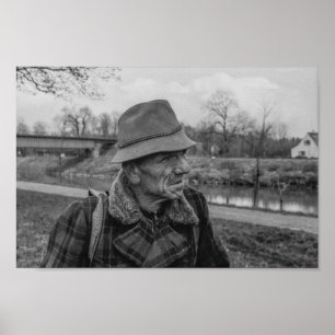 Poster Noir et blanc 1968 Portrait européen d'un homme