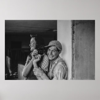 Poster Noir et blanc 1968 Portrait européen d'un jeune