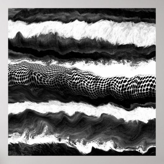 Poster Noir et blanc Abstrait Illusion Art moderne (Devant)