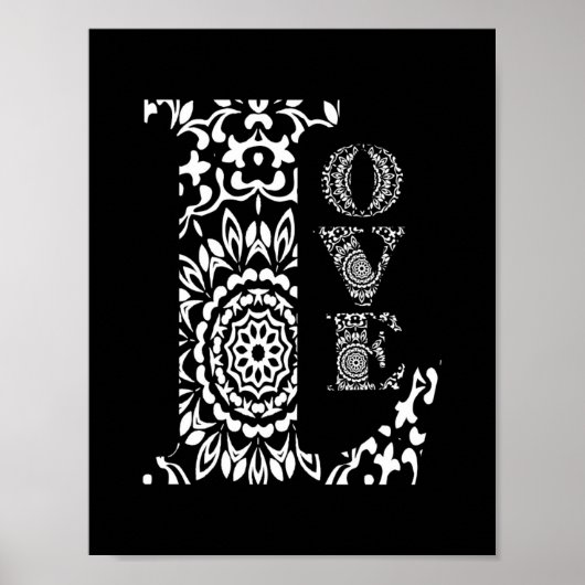 Poster Noir et blanc Art Lacy Amour à motifs (Devant)