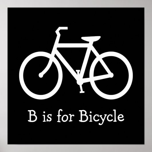 Poster Noir et Blanc B est pour Bicyclette (Devant)