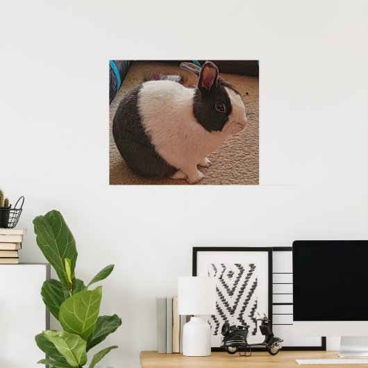 Poster noir et blanc Bunny (Bureau à domicile)