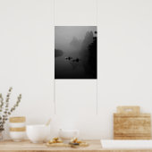 Poster Noir et blanc, Chine, Li River, Pêcheur sur (Cuisine)