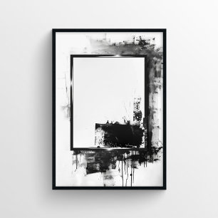 Poster Noir et blanc contemporain Abstrait