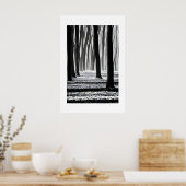 Poster Noir et blanc, création de motifs forestiers. (Cuisine)