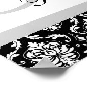Poster Noir et blanc Damas Monogramme Réception de mariag (Coin)
