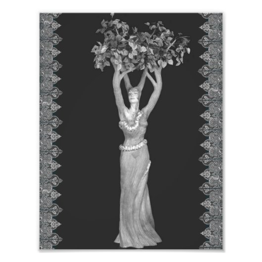 Poster noir et blanc de la déesse Arbre (Devant)