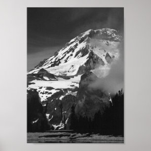 Poster noir et blanc du mont Rainier