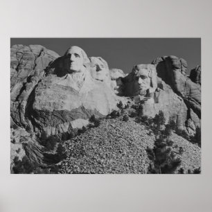 Poster noir et blanc du mont Rushmore