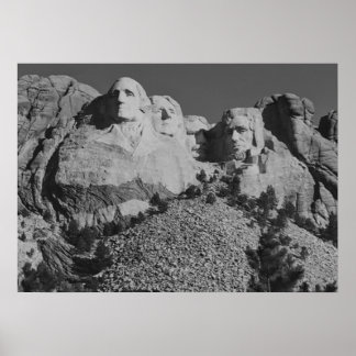 Poster noir et blanc du mont Rushmore