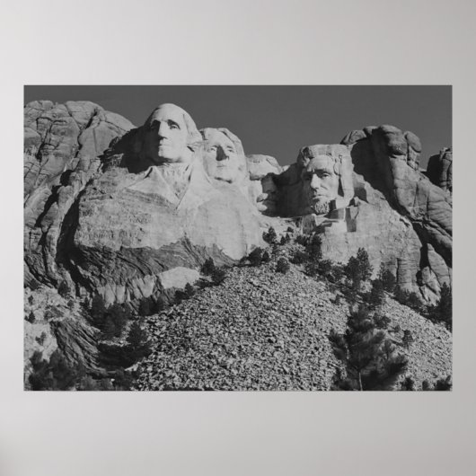 Poster noir et blanc du mont Rushmore (Devant)