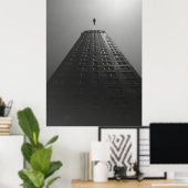Poster noir et blanc d'un homme qui tombe (Bureau à domicile)