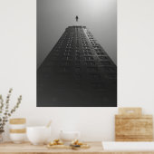 Poster noir et blanc d'un homme qui tombe (Cuisine)