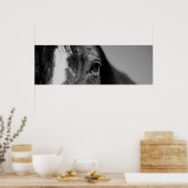 Poster Noir et blanc Gros plan Cheval Oeil (Cuisine)