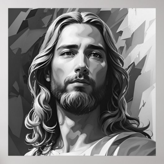 Poster noir et blanc Jésus (Devant)