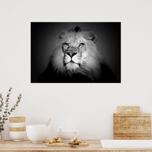 Poster noir et blanc Lion Imprimer (Cuisine)