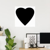 Poster Noir et Blanc Love Heart Design. (Bureau à domicile)