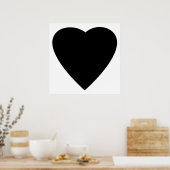 Poster Noir et Blanc Love Heart Design. (Cuisine)