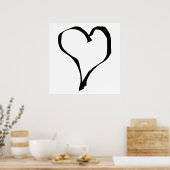 Poster Noir et Blanc Love Heart Design. (Cuisine)