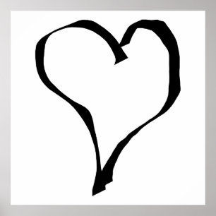 Poster Noir et Blanc Love Heart Design.