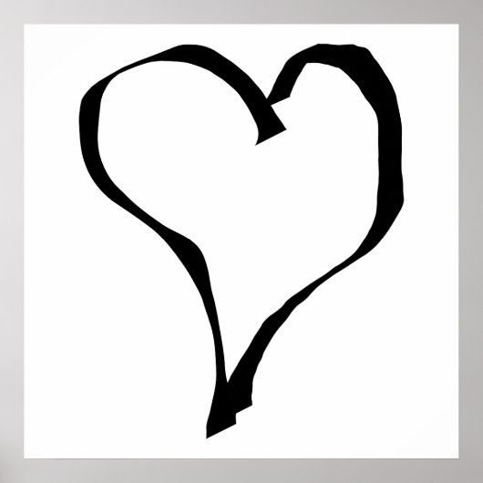 Poster Noir et Blanc Love Heart Design. (Devant)