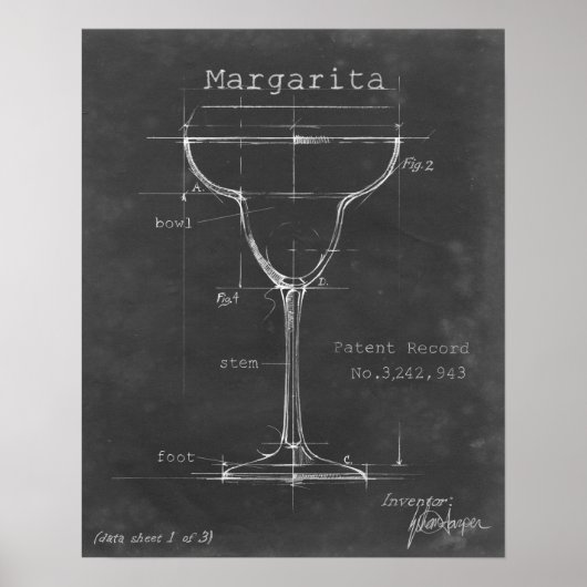Poster Noir et blanc Margarita Verre Plan (Devant)