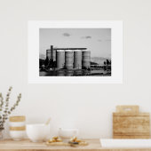 Poster Noir Et Blanc Monochrome Grain Rural Silos (Cuisine)