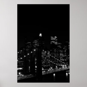 Poster Noir et blanc New York City Brooklyn Bridge